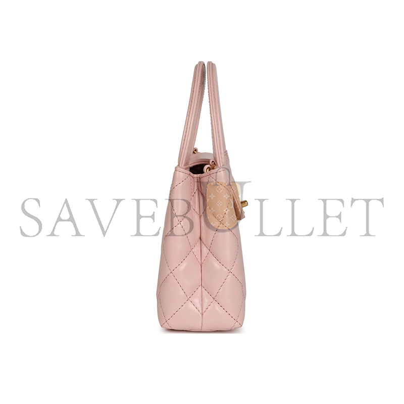 Ch*el master small kelly shopper calfskin light pink gold hardware as4416 (19*13*7cm)